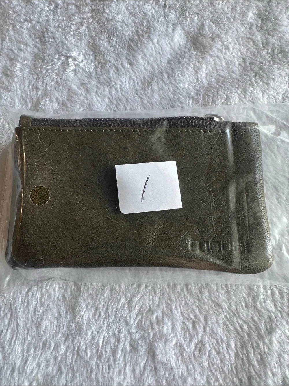 Moda Olive Green and Black Embossed Leather Zip Pouches